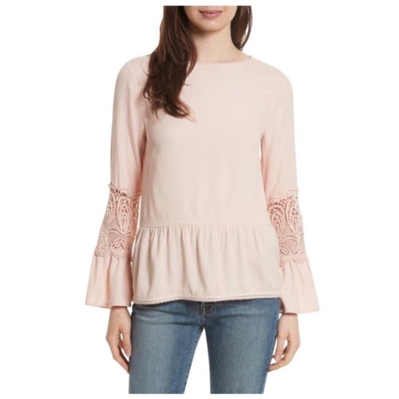 Joie Lace Trim Peplum Blouse/Emelda - Picture 1 of 7